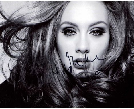 ADELE: (1988- ) English Singer and Songwriter, Academy Award winner. Signed 10 x 8 photograph by Adele, the image showing a c