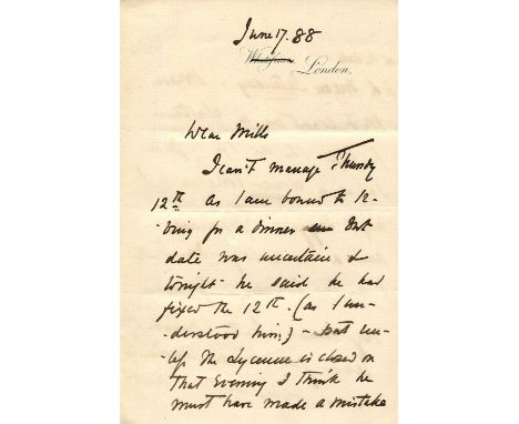 BURNAND F. C.: (1836-1917) English comic writer and playwright, remembered as the librettist of Arthur Sullivan´s opera Cox a