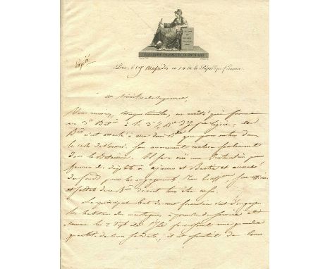 NAPOLEON I: (1769-1821) Emperor of France 1804-14, 1815. An excellent L.S., `Bonaparte´, two pages, 4to, Paris, 8th June 1802
