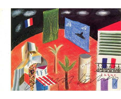 HOCKNEY DAVID: (1937- ) English painter, an important contributor to the pop art movement in the 1960s. Signed colour 6 x 4 p