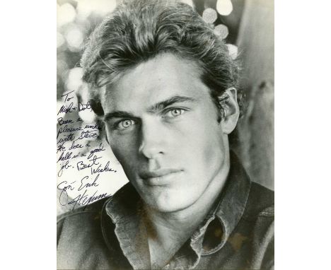 HEXUM JON-ERIK: (1957-1984) American actor and model. A rare signed and inscribed 7.5 x 9.5 photograph of the handsome actor 