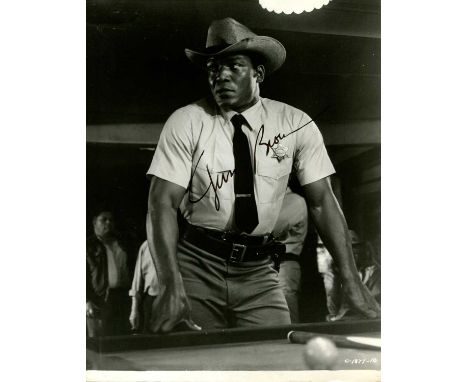 ACTORS: Selection of signed 8 x 10 photographs and very slightly smaller (2) by various film actors comprising Jim Brown (in 
