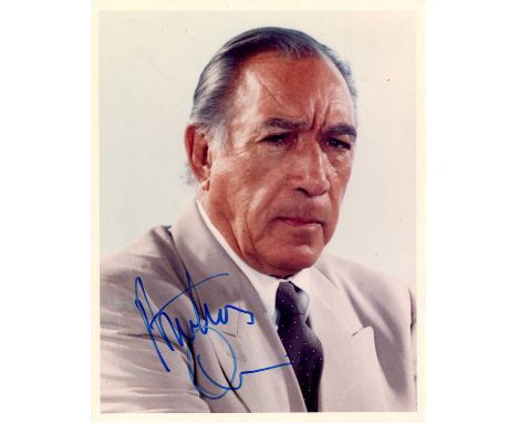 QUINN ANTHONY: (1915-2001) Mexican-American actor, Academy Award winner. Signed colour 8 x 10 photograph of Quinn in a head a