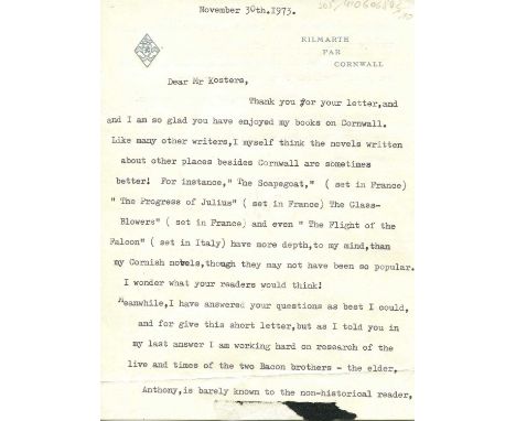 DU MAURIER DAPHNE: (1907-1989) English novelist. An interesting, small archive of letters, documents and photographs signed b