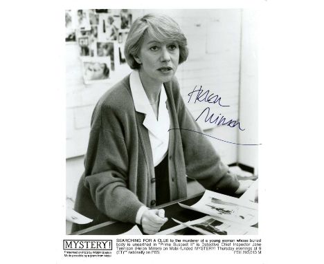 MIRREN HELEN: (1945- ) British actress, Academy Award winner. Signed 8 x 10 photograph of Mirren standing in a half-length po