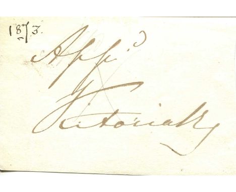 VICTORIA: (1819-1901) Queen of the United Kingdom of Great Britain and Ireland 1837-1901. Fine ink signature (´Appd. Victoria