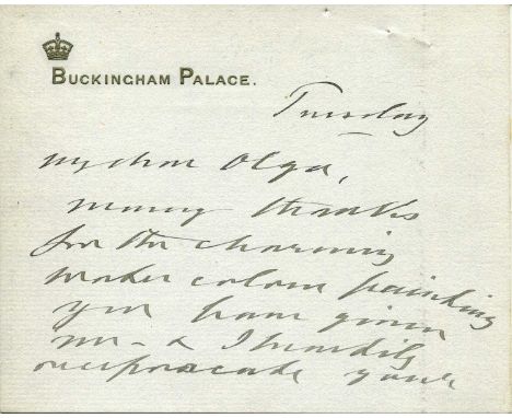 EDWARD VII: (1841-1910) King of the United Kingdom 1901-10. A.L.S., Edward R, as King, on two sides of a correspondence card,