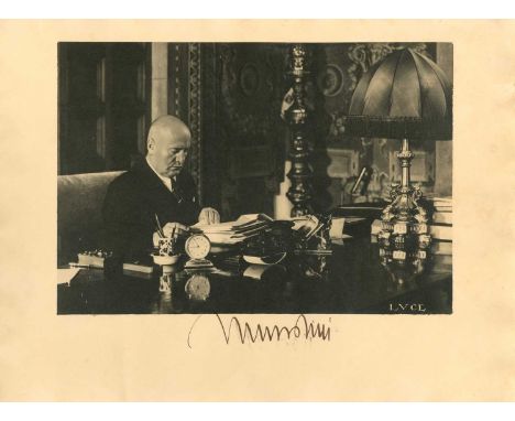 MUSSOLINI BENITO: (1883-1945) Italian Fascist Dictator of World War II. An excellent, large vintage signed sepia 16 x 12 phot