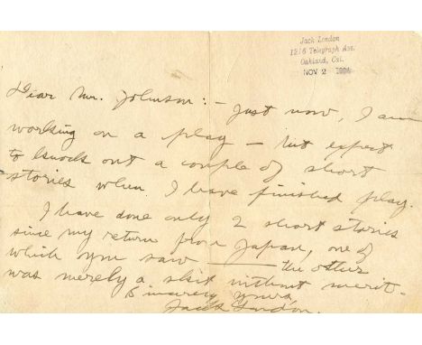 LONDON JACK: (1876-1916) American novelist, a pioneer of commercial fiction whose works included The Call of the Wild and Whi