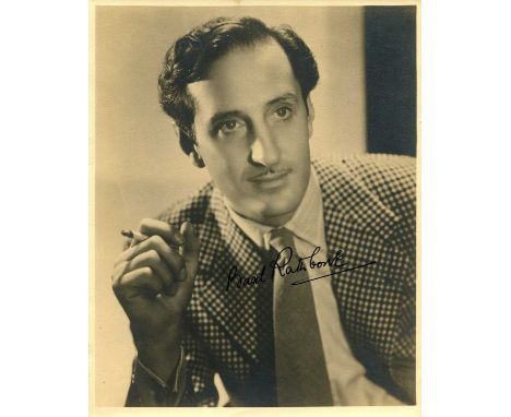 RATHBONE BASIL: (1892-1967) British actor, famous for his portrayal of Sherlock Holmes in a number of films. Vintage signed s