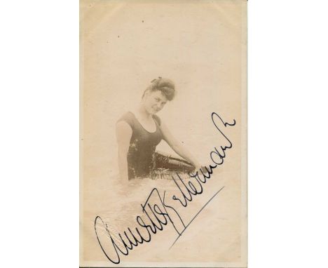 KELLERMAN ANNETTE: (1886-1975) Australian swimmer, vaudeville star and film actress, one of the first women to wear a one-pie