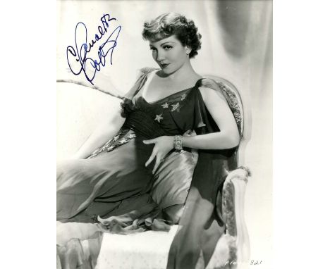 COLBERT CLAUDETTE: (1903-1996) French-born American actress, Academy Award winner. Signed 8 x 10 photograph of the actress se