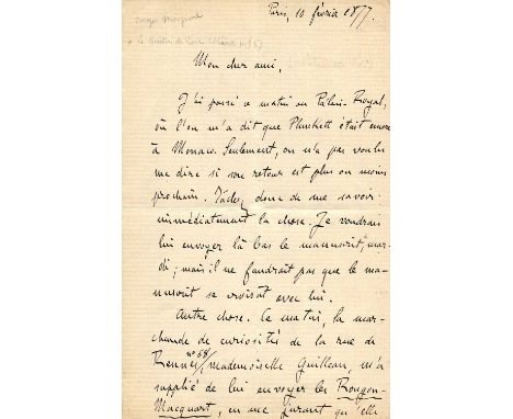ZOLA EMILE: (1840-1902) French Writer. Nominated for the first and second award of the Nobel of literature in 1901 and 1902. 