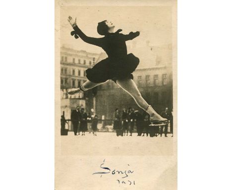 HENIE SONJA: (1912-1969) Norwegian figure skater and film actress, Olympic gold medallist in 1928, 1932 &amp; 1936 and a ten-