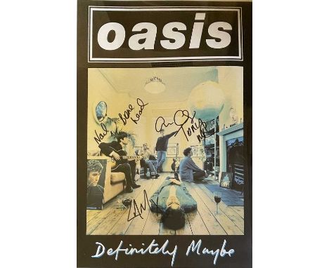 OASIS: A colour 25 x 35 promotional poster issued for the debut studio album Definitely Maybe (1994) by the English rock band
