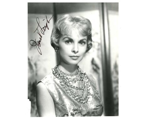 LEIGH JANET: (1927-2004) American actress, an Academy Award nominee. Signed 8 x 10 photograph of Leigh in a glamourous head a