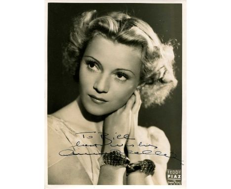 FRENCH ACTRESSES: Annabella (1907-1996) French actress, wife of Tyrone Power from 1939-48. Vintage signed and inscribed 7 x 9
