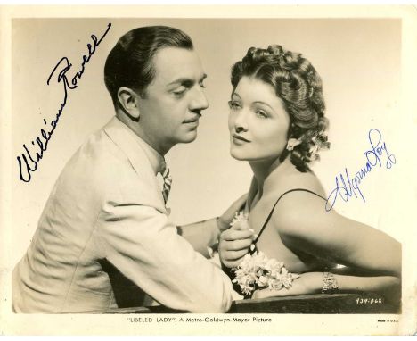 LIBELED LADY: Signed 10 x 8 photograph by both William Powell (Bill Chandler) and Myrna Loy (Connie Allenbury) individually, 