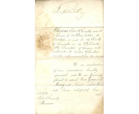 VICTORIA: (1819-1901) Queen of the United Kingdom of Great Britain and Ireland 1837-1901. D.S., Victoria R I, as Queen, at th