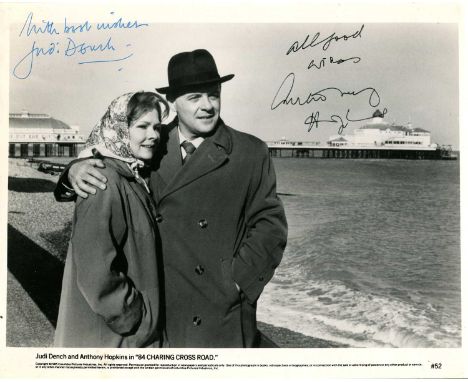 84 CHARING CROSS ROAD: A good signed 10 x 8 photograph by both Anthony Hopkins (Frank Doel) and Judi Dench (Nora Doel) indivi