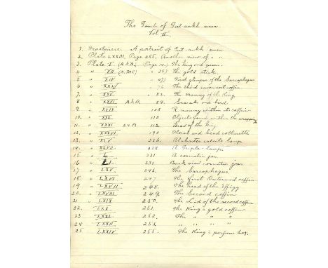 [CARTER HOWARD]: (1874-1939) English archaeologist and Egyptologist who discovered the Tomb of Tutankhamun in 1922. Manuscrip