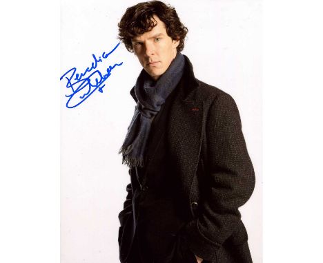 SHERLOCK: Benedict Cumberbatch (1976- ) English actor. Signed colour 8 x 10 photograph of Cumberbatch standing in a half-leng