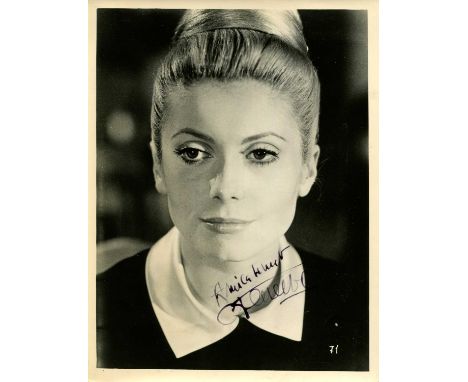 DENEUVE CATHERINE: (1943- ) French Actress. Official face of "Marianne" French National symbol of Liberty. Vintage signed 7 x