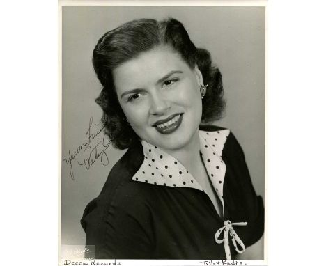CLINE PATSY: (1932-1963) American country music singer. An excellent, rare vintage signed 8 x 10 photograph of Cline in a hea