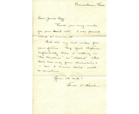 O´NEILL EUGENE: (1888-1953) American playwright, Nobel Prize winner for Literature, 1936. A.L.S., Gene O´Neill, one page, sli