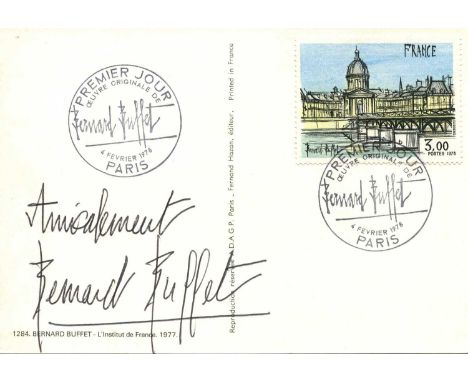 BUFFET BERNARD: (1928-1999) French painter. Signed colour 6 x 4 postcard featuring an image of the artist´s work depicting L´