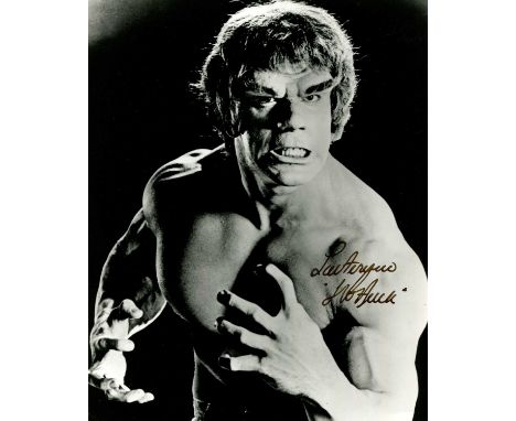 FERRIGNO LOU: (1951- ) American Actor and former Bodybuilder. Signed 8 x 10 photograph by Ferrigno, the image depicting him i