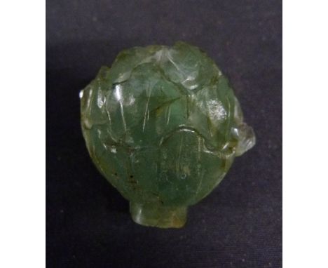 A 19th Century Chinese Jade Carving in the form of a flower head, 4.5 cms long