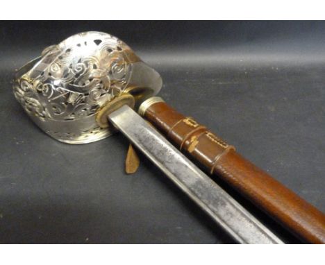 A George V Infantry Officer's Sword by Hillary Wilkinson, the 32.5 inch blade etched with Royal Crest complete with brown lea