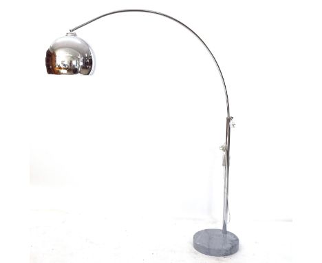 A Frandsen International Lounge 3900 Adjustable Chrome Arc Light on Weighted Marble Base