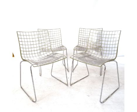 A set of 4 Knoll X3 chairs, by Marco Maran, the clear polycarbonate shell with Desmopan soft lattice-mounted on chrome steel 
