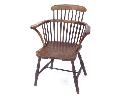 An elm-seated comb-back bow-arm chair 