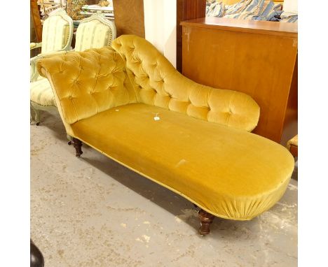 A Victorian button-back upholstered chaise, L170cm 