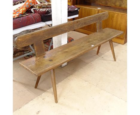 A 19th century oak and pine bench, L180cm, H79cm, D34cm 