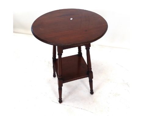 A Victorian mahogany 2-tier lamp table on turned legs, W51cm, H71cm 