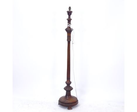 A fluted and reeded mahogany standard lamp, H150cm 