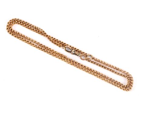 An unhallmarked yellow metal chain with clip to one end, approximately 24.7gm