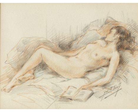Yves Diey (French 1892-1984)/Female Nudes Reclining/a pair/pencil and red chalk, 13.5cm x 17cm CONDITION REPORT: ARR Artist's