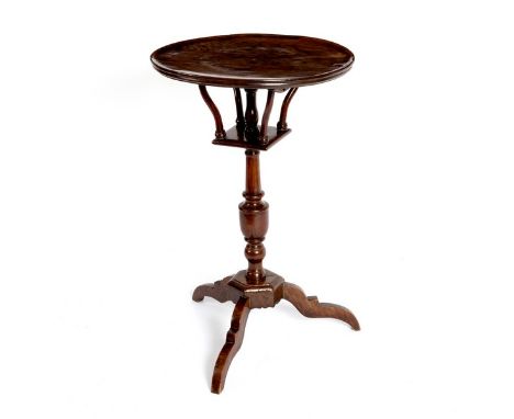 An 18th Century Scandinavian elm table, on turned column and tripod support, the top 43cm wide/see illustration
