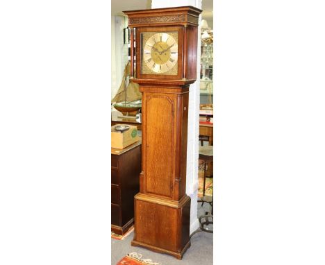 An oak cased eight-day longcase clock, Shakeshaft, Preston, with silvered chapter ring, 207cm high CONDITION REPORT: I am afr