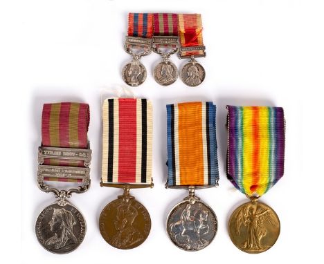 An India Medal to Capt. HWA Marson 8th Bt Infy with clasps for Tirah 1897-98 and Punjab Frontier 1897-98, three miniature med