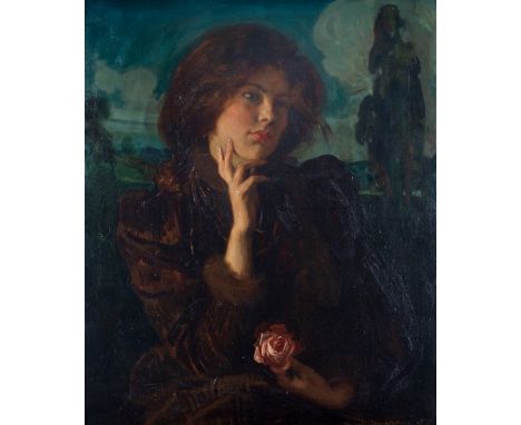 Maurice Greiffenhagen (British 1862-1931)/Portrait of Miss Sybil Waller/half length, in a brown dress/signed/oil on canvas, 7