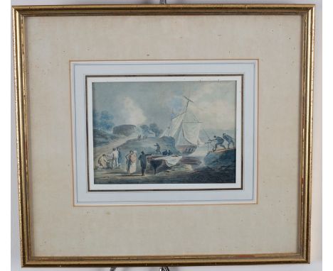 William Payne (British 1760-1830)/Lime Kiln with Figures and Boats/watercolour over pencil, 15cm x 20cm/Provenance: The Heath
