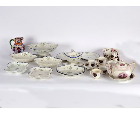 A Spode pearlware part dessert service painted cornflowers, fourteen pieces and sundry decorative china CONDITION REPORT: Cen