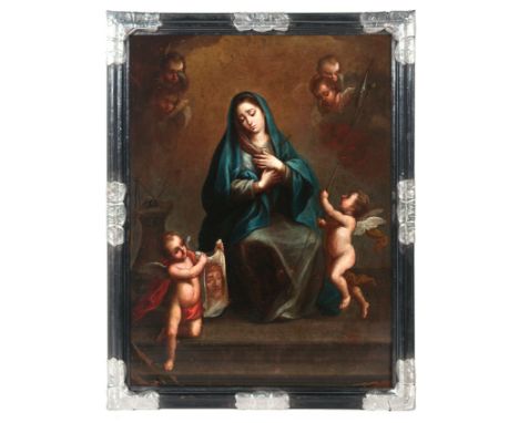 Andrés López (Mexico, active from 1763 to 1811)"Pietà"Oil on copper. Signed and dated "Andreas Lopez fecit Mexici 1786."With 