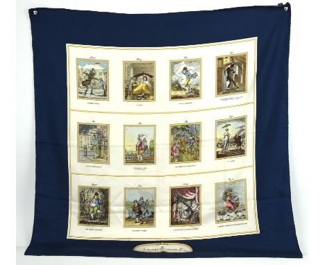 GUCCI and BURBERRY three silk scarves. Two 1970s silk scarves (Both approximately 56cm x 56cm) and one 1990s Burberrys silk s